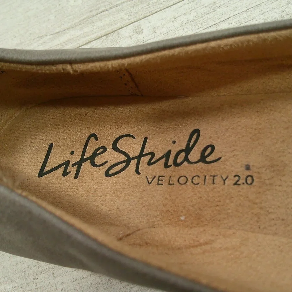 LifeStride Women's Amelia Loafer Flats Faux Suede Pewter Size 7.5 M